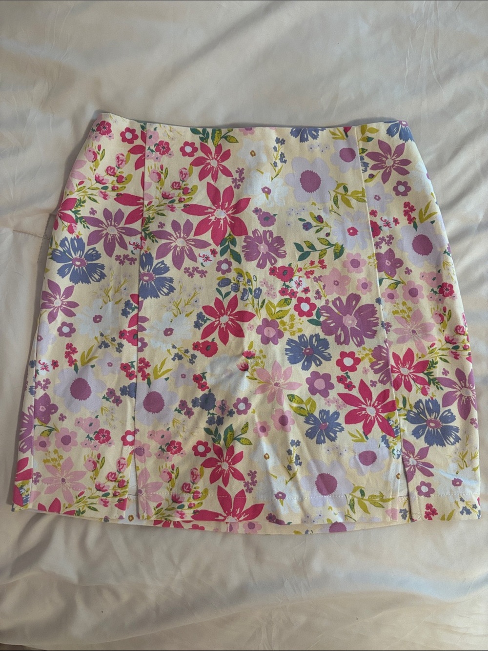 Floral Print Skirt with Pink & Purple Blooms